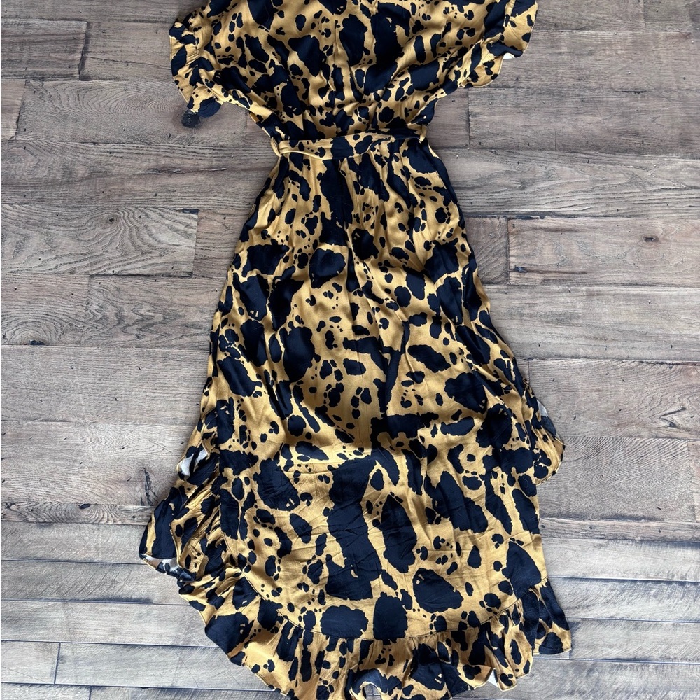 Corey Lynn Calter Black and Gold Cow Print Dress